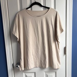 J. Jill Women's XL Cream Luxe Supima Relaxed Tee Basic Casual Top Stretch Comfy